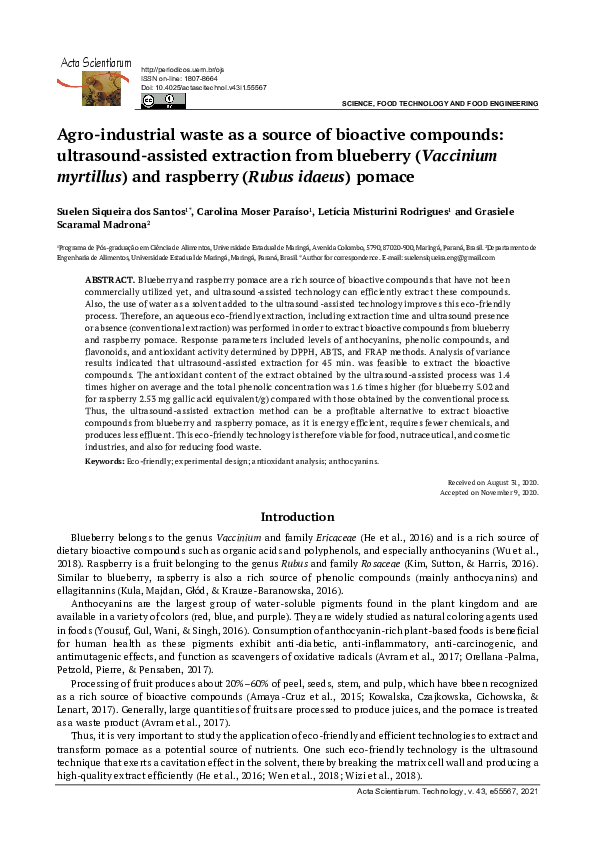 (PDF) Agro-industrial waste as a source of bioactive compounds ...