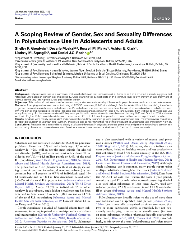 (PDF) A Scoping Review of Gender, Sex and Sexuality Differences in ...