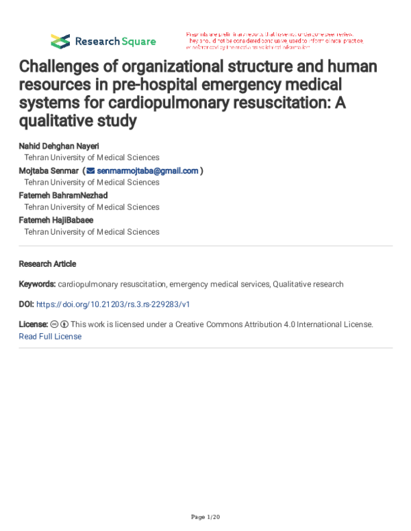 (PDF) Challenges of organizational structure and human resources in pre ...