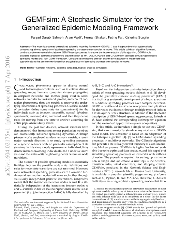 (PDF) GEMFsim: A stochastic simulator for the generalized epidemic ...