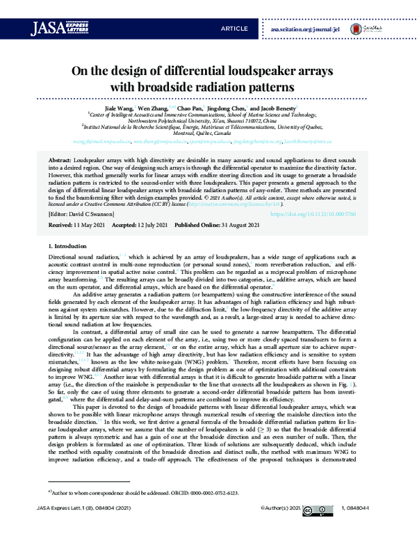 (PDF) On the design of differential loudspeaker arrays with broadside ...