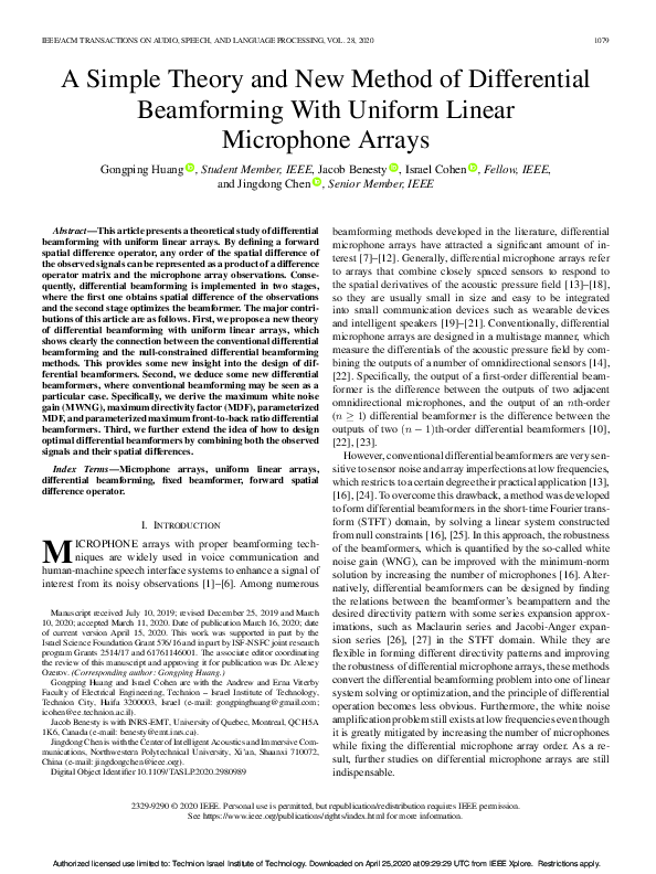 (PDF) A Simple Theory and New Method of Differential Beamforming with ...