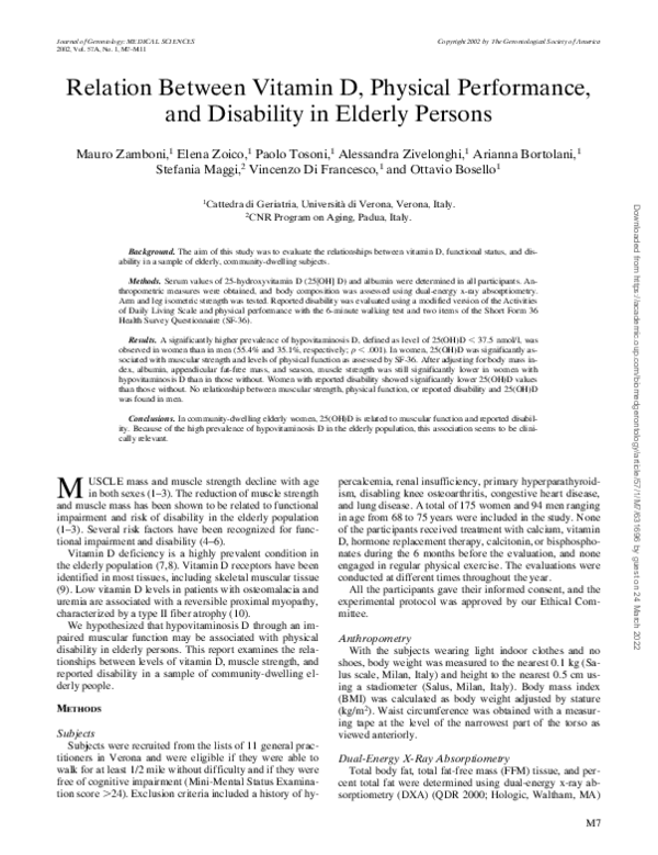 (PDF) Relation between vitamin D, physical performance, and disability ...