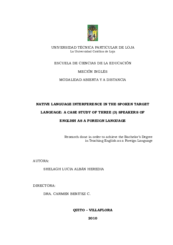 (PDF) Native Language Interference in the spoken target language: A ...