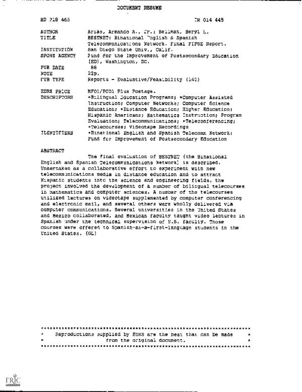 PDF) BESTNET: Binational English & Spanish Telecommunications Network.  Final FIPSE Report | Beryl Bellman - Academia.edu