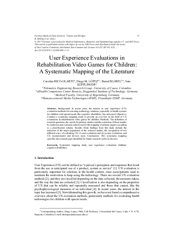 (PDF) User Experience Evaluations in Rehabilitation Video Games for ...