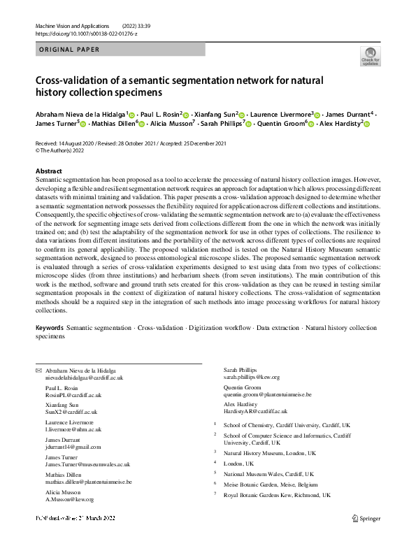(PDF) Cross-validation of a semantic segmentation network for natural ...