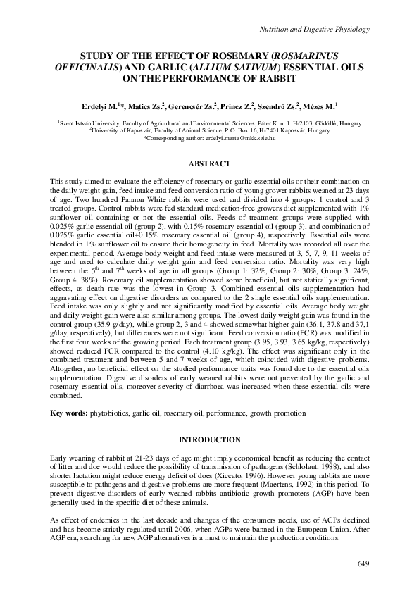 (PDF) Study of the effect of rosemary (Rosmarinus officinalis) and ...
