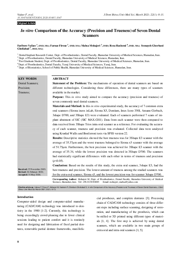 (PDF) In vitro Comparison of the Accuracy (Precision and Trueness) of ...