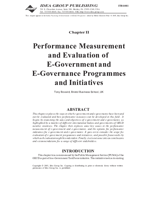 (PDF) Performance Measurement and Evaluation of E-Government and E ...