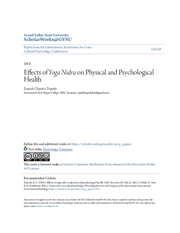 (PDF) Effects of Yoga Nidra on Physical and Psychological Health