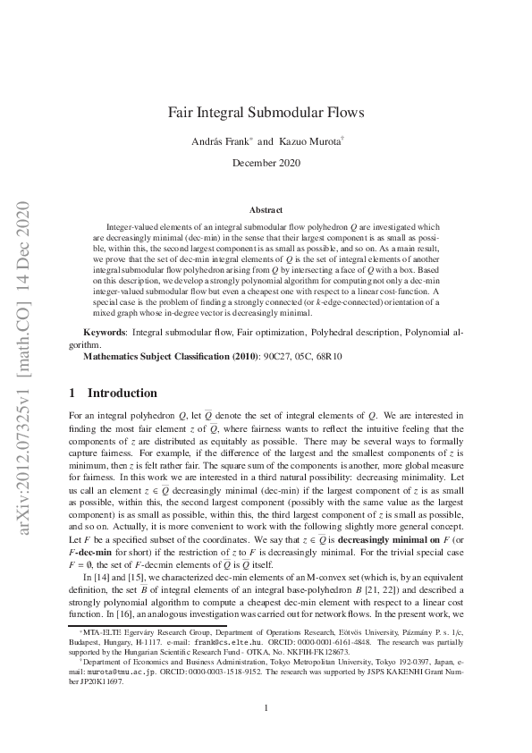 (PDF) Fair Integral Submodular Flows