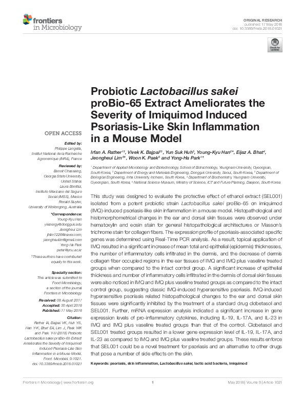 (PDF) Probiotic Lactobacillus sakei proBio-65 Extract Ameliorates the ...