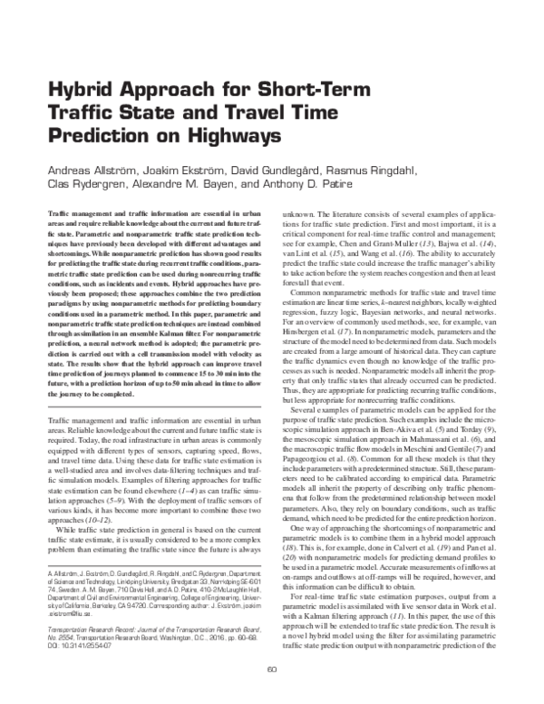 (PDF) Hybrid Approach for Short-Term Traffic State and Travel Time ...