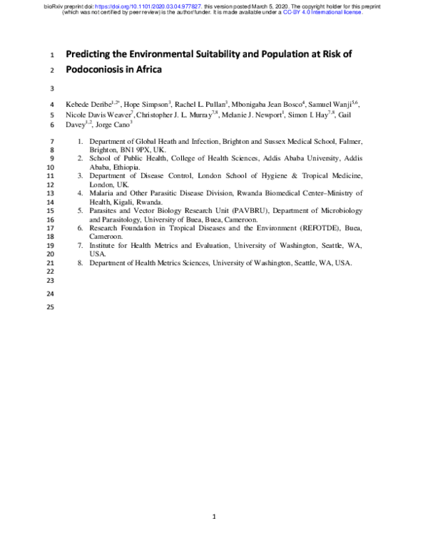 (PDF) Predicting the Environmental Suitability and Population at Risk ...