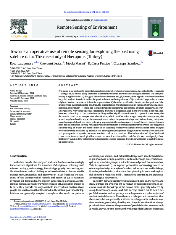 (PDF) Towards an operative use of remote sensing for exploring the past ...