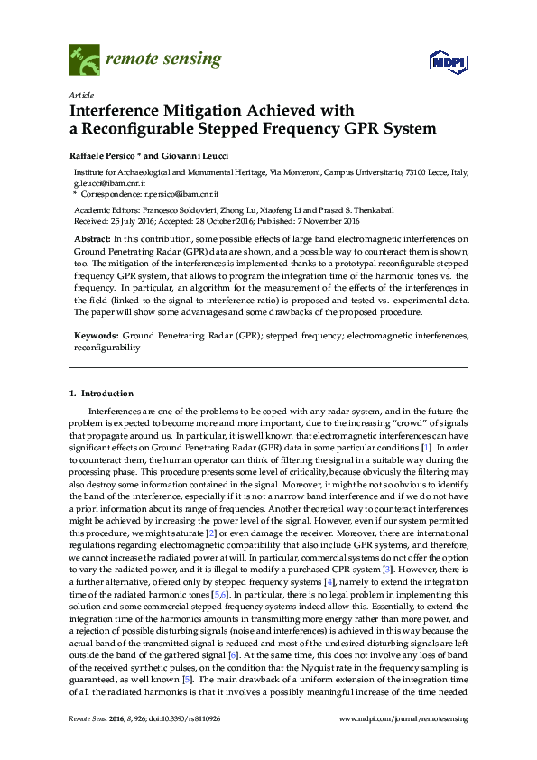(PDF) Interference Mitigation Achieved with a Reconfigurable Stepped ...
