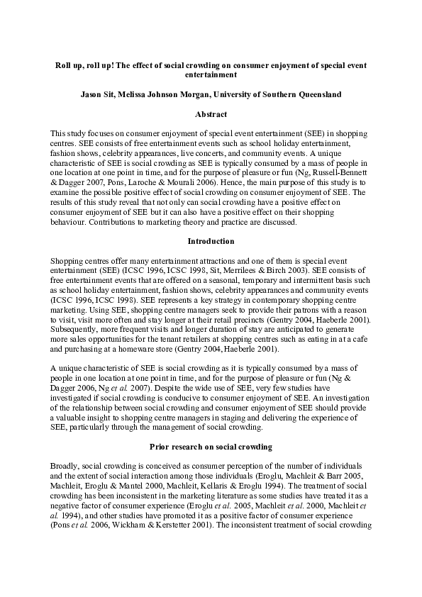 (PDF) Roll up, roll up! The effect of social crowding on consumer ...