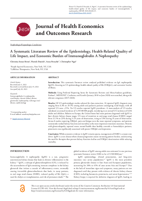(PDF) A Systematic Literature Review of the Epidemiology, Health ...