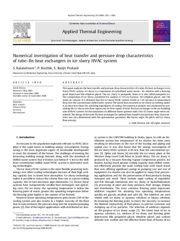 (PDF) Numerical investigation of heat transfer and pressure drop ...