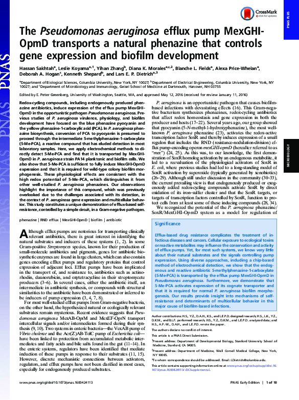 (PDF) The Pseudomonas aeruginosa efflux pump MexGHI-OpmD transports a ...