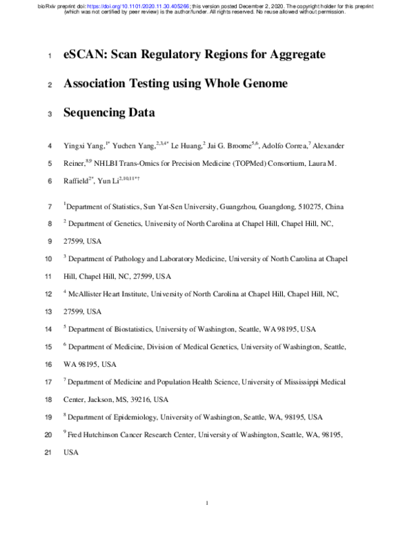 (PDF) eSCAN: Scan Regulatory Regions for Aggregate Association Testing ...