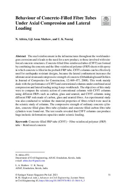 (PDF) Behaviour of Concrete-Filled Fibre Tubes Under Axial Compression ...