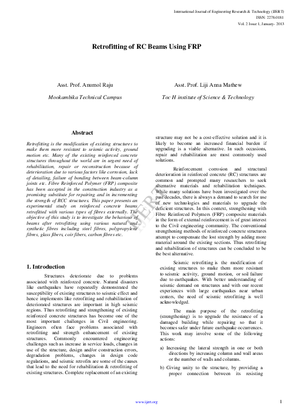 (PDF) Retrofitting of RC Beams Using FRP