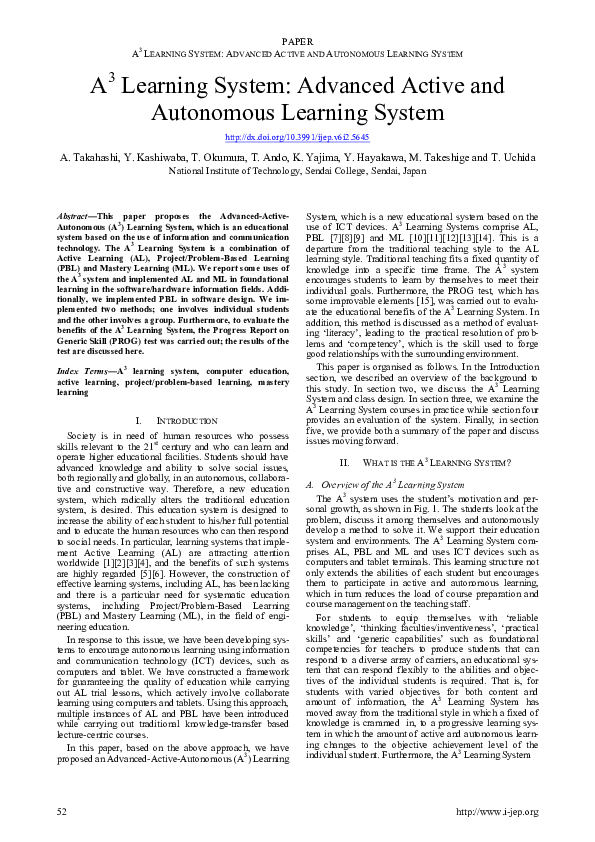 (PDF) A3 Learning System: Advanced Active and Autonomous Learning System