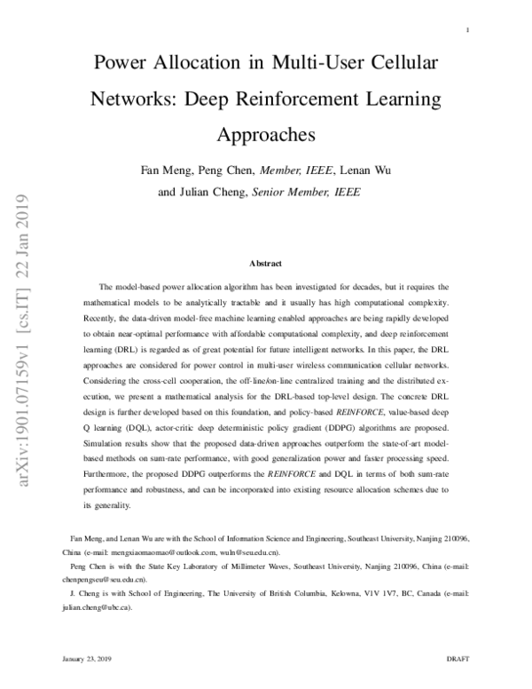 (PDF) Power Allocation in Multi-User Cellular Networks: Deep ...