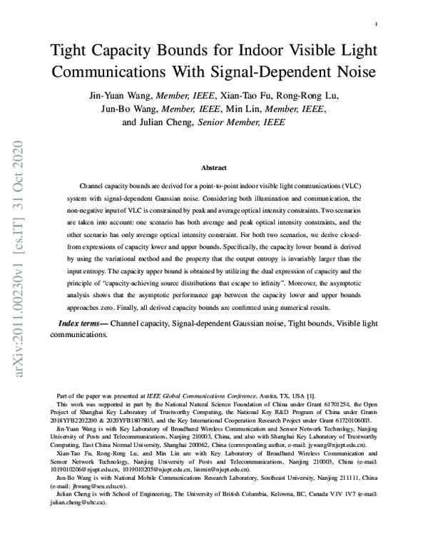 (PDF) Tight Capacity Bounds for Indoor Visible Light Communications ...