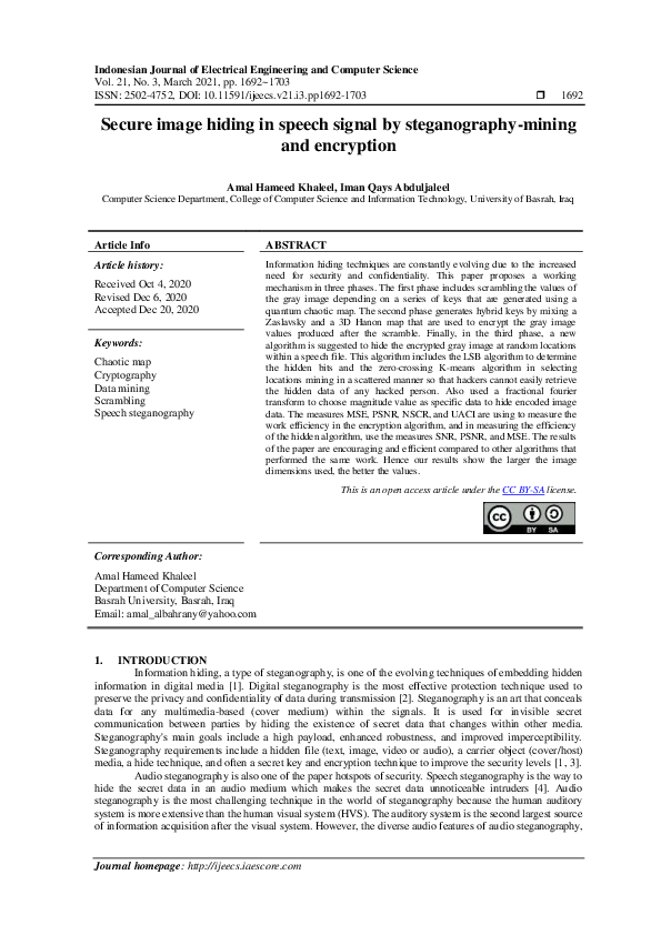 (PDF) Secure image hiding in speech signal by steganography-mining and ...