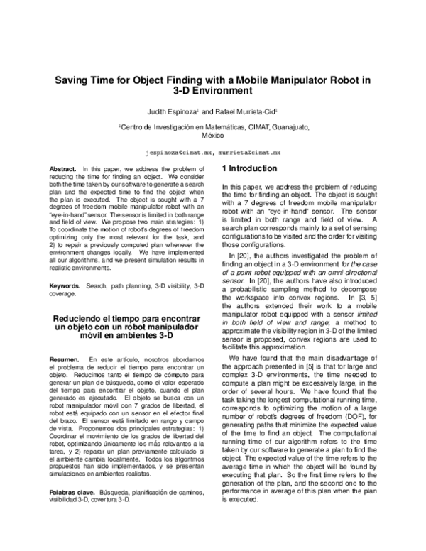 (PDF) Saving Time for Object Finding with a Mobile Manipulator Robot in ...