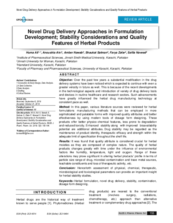 (PDF) Novel Drug Delivery Approaches in Formulation Development ...