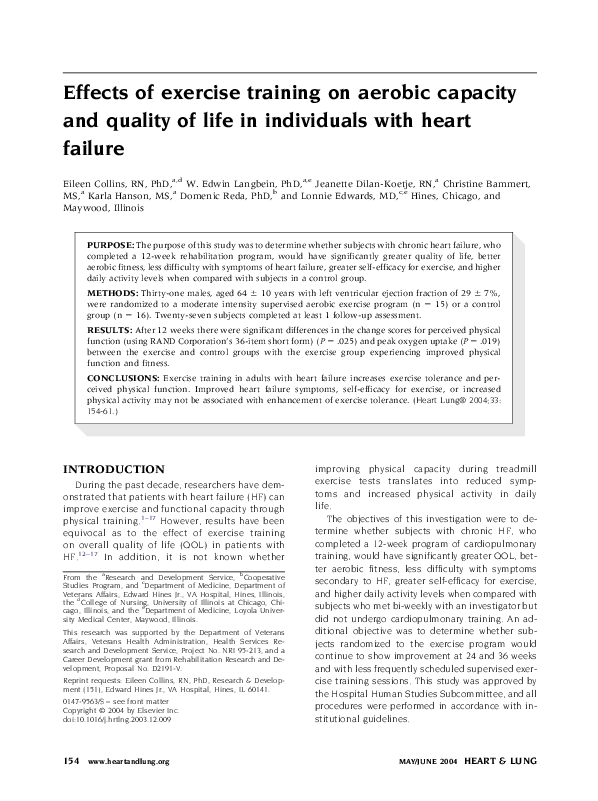 (PDF) Effects of exercise training on aerobic capacity and quality of ...