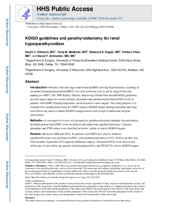 (PDF) Kidney Disease Improving Global Outcomes guidelines and ...