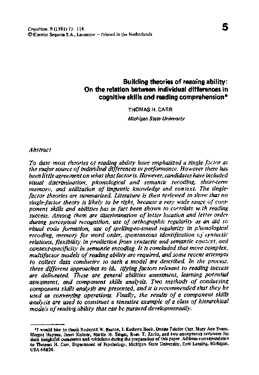 (PDF) Building theories of reading ability: On the relation between ...