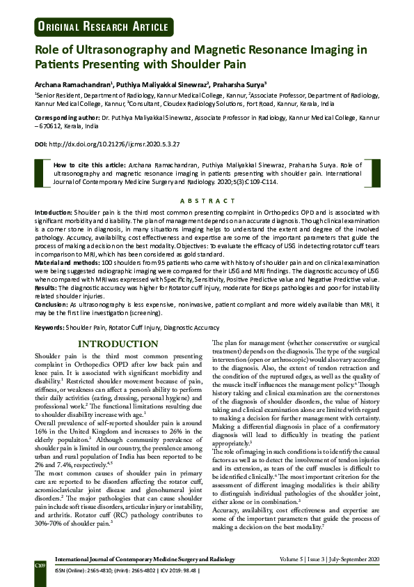 (PDF) Role of Ultrasonography and Magnetic Resonance Imaging in ...