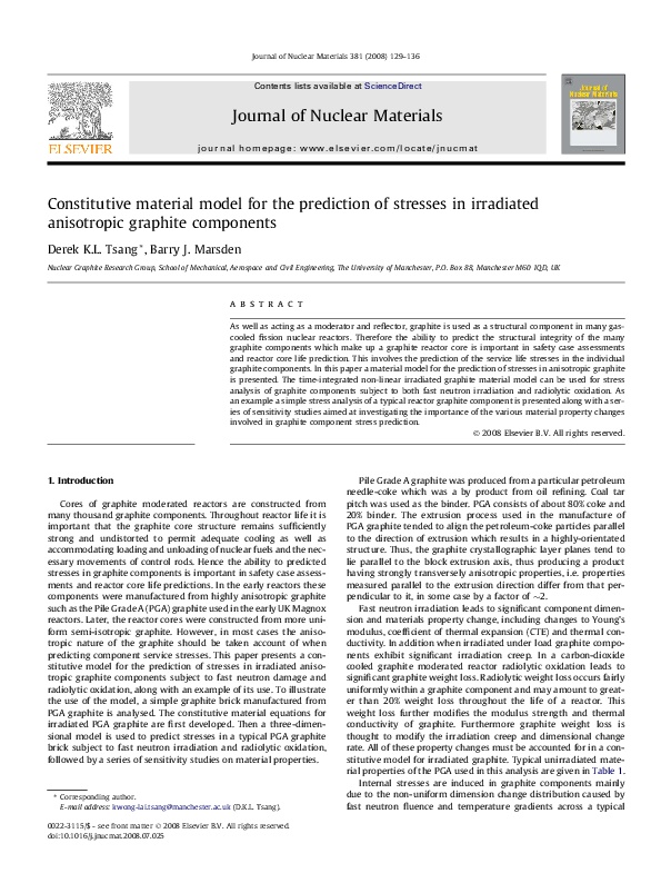 (PDF) Constitutive material model for the prediction of stresses in ...