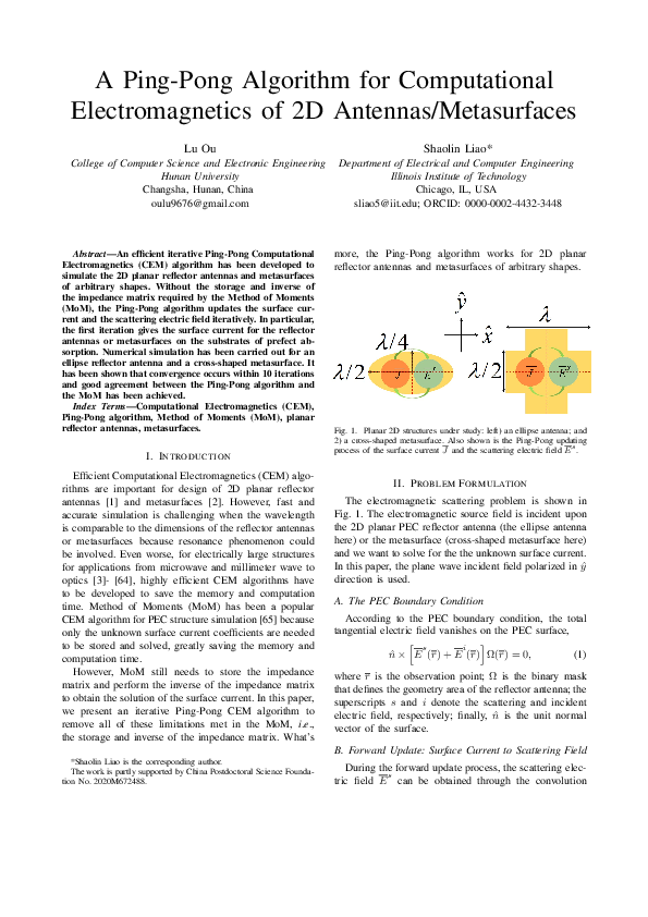 (PDF) A PingPong Algorithm for Computational of 2D Antennas/Metasurfaces