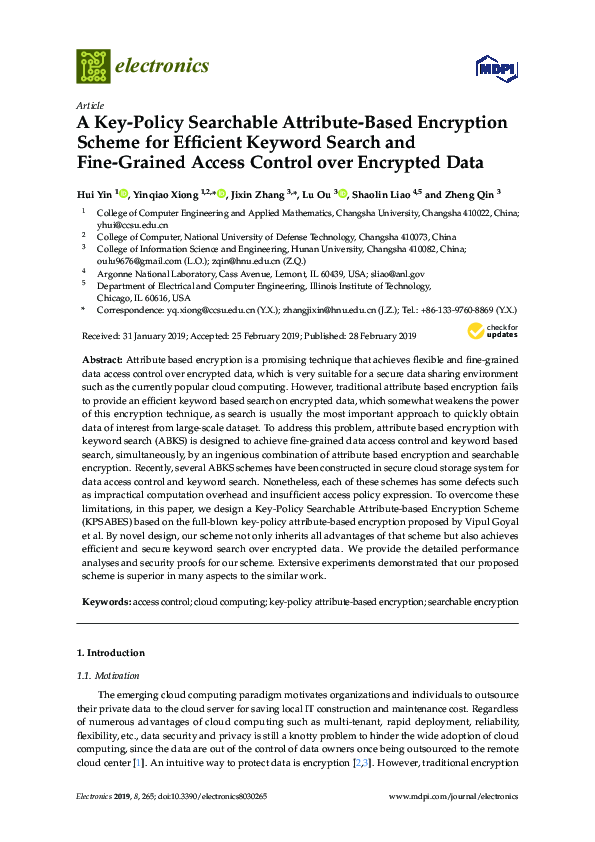 (PDF) A Key-Policy Searchable Attribute-Based Encryption Scheme for ...