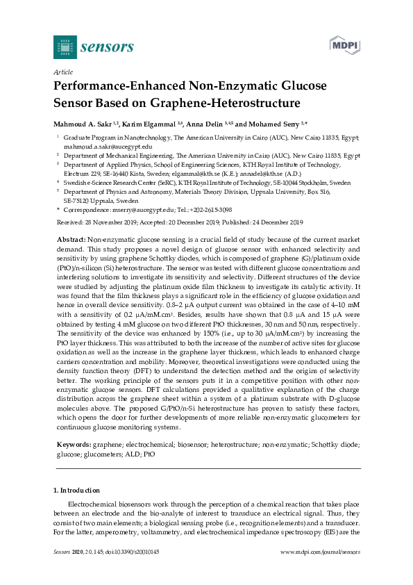 (PDF) Performance-Enhanced Non-Enzymatic Glucose Sensor Based on ...