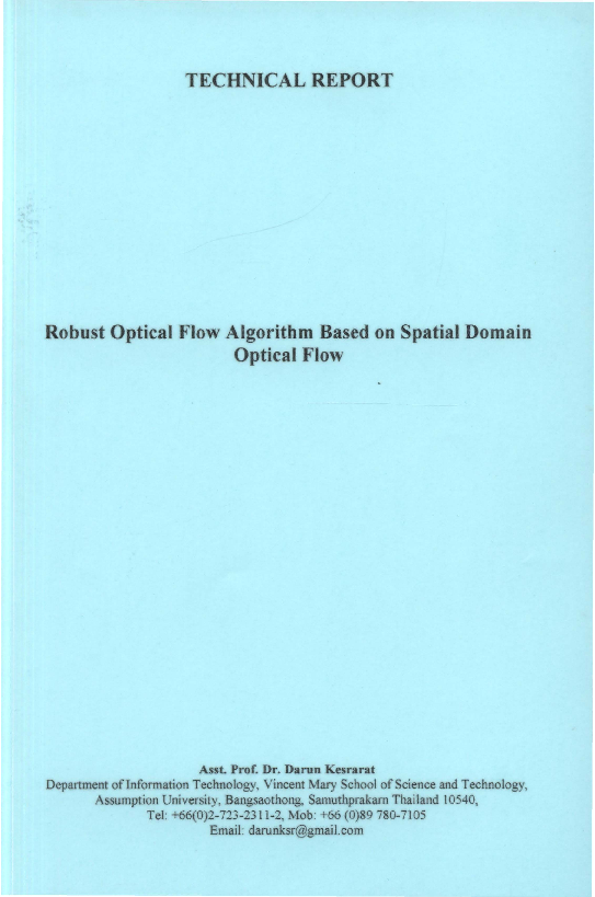 (PDF) Robust Optical Flow Algorithm Based on Spatial Domain Optical Flow