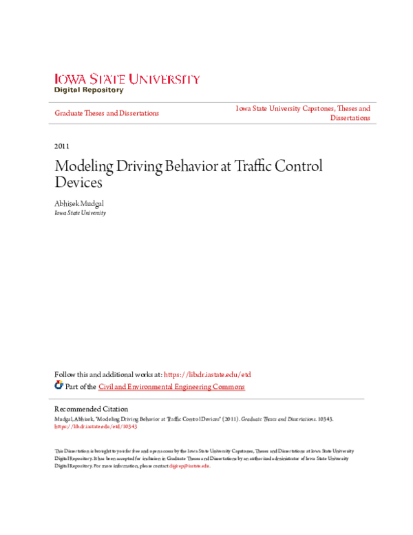 (PDF) Modeling Driving Behavior at Traffic Control Devices