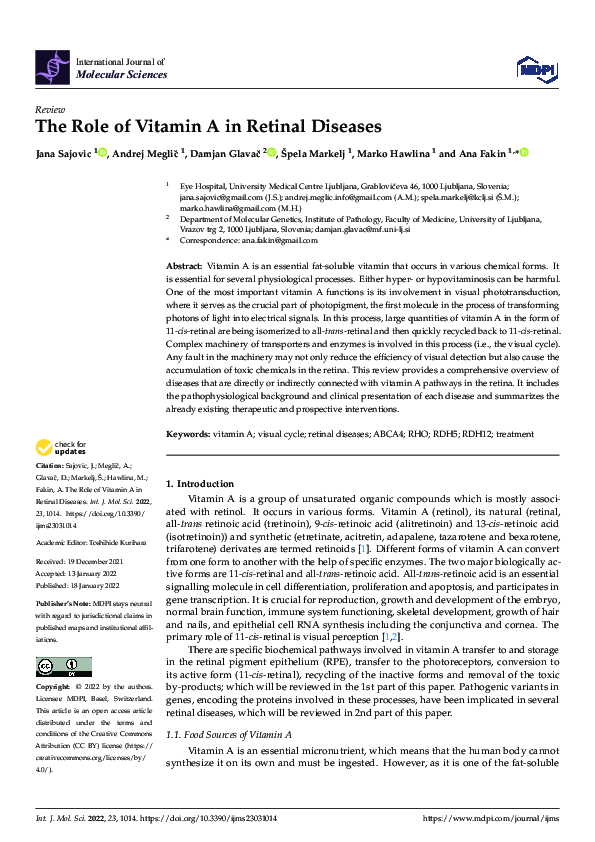 (PDF) The Role of Vitamin A in Retinal Diseases