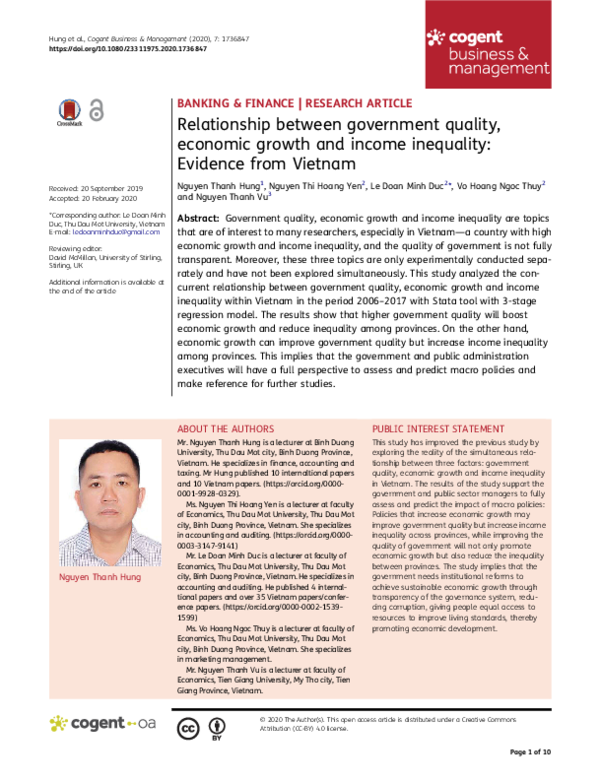 (PDF) Relationship between government quality, economic growth and ...
