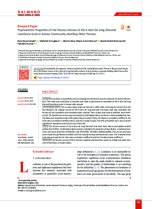 (PDF) Psychometric Properties of Persian Version of the ...