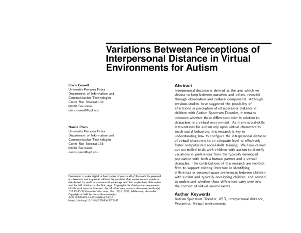 (PDF) Variations Between Perceptions of Interpersonal Distance in ...