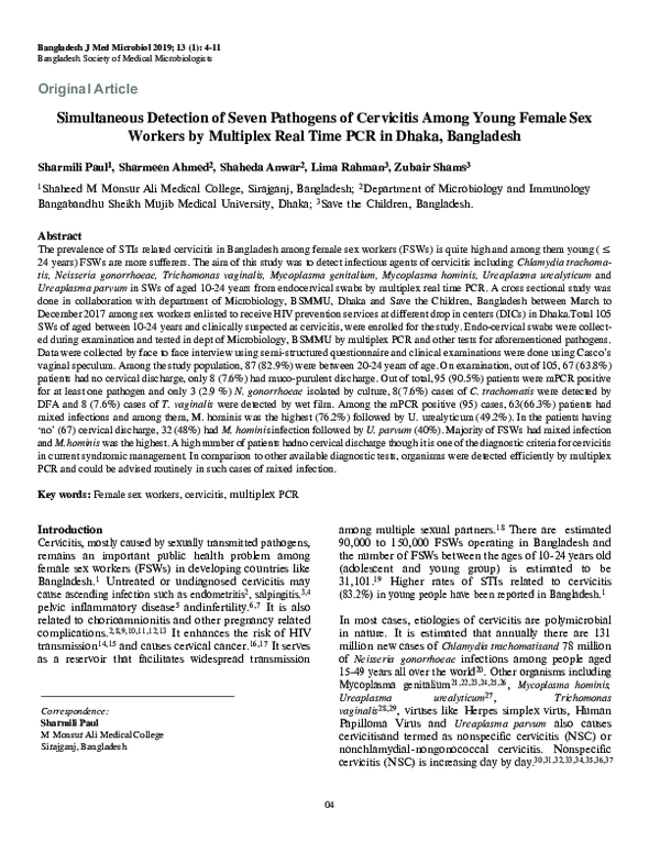 (PDF) Simultaneous Detection of Seven Pathogens of Cervicitis Among ...
