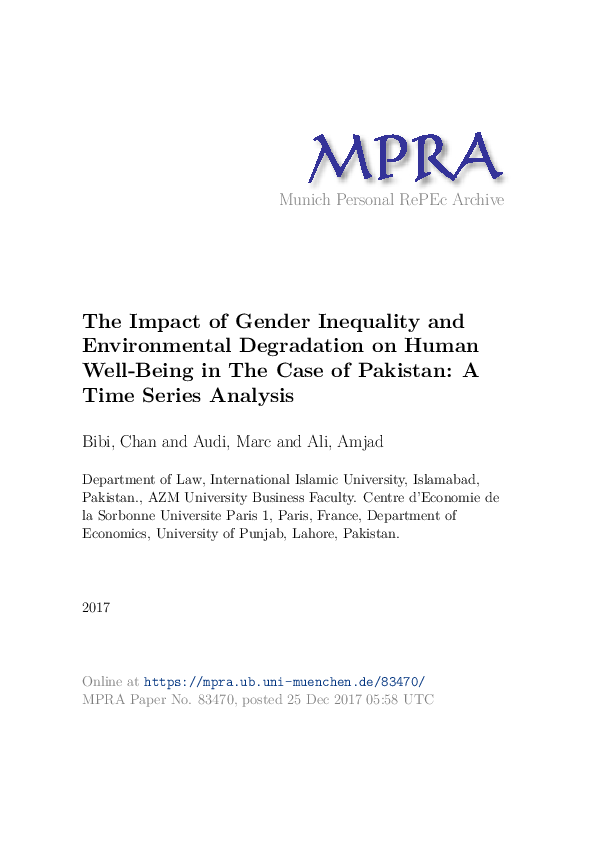 (PDF) The Impact of Gender Inequality and Environmental Degradation on ...